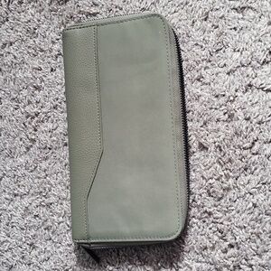 Green Passport and Boarding Pass Travel Wallet